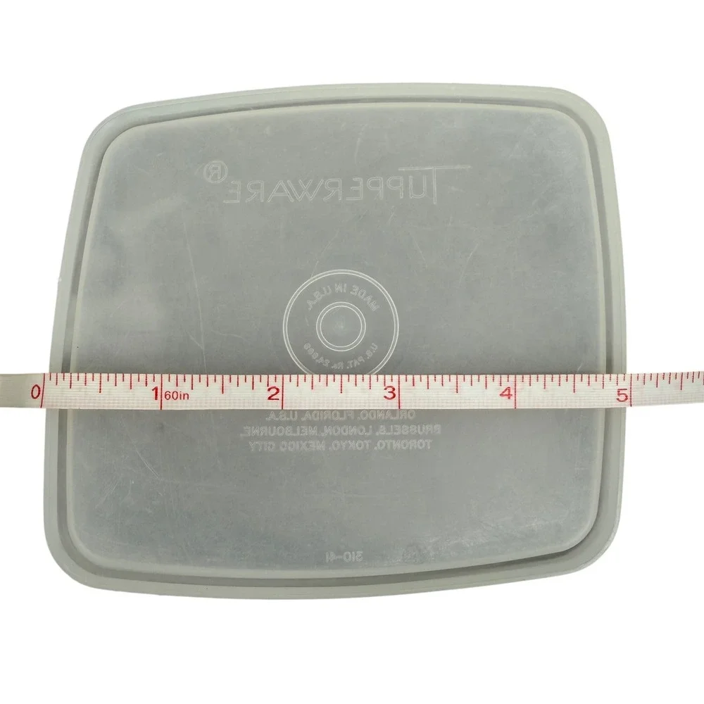 Tupperware 310-41 Square Replacement Lid Sheer White Frosted 5x5 Vintage USA‎